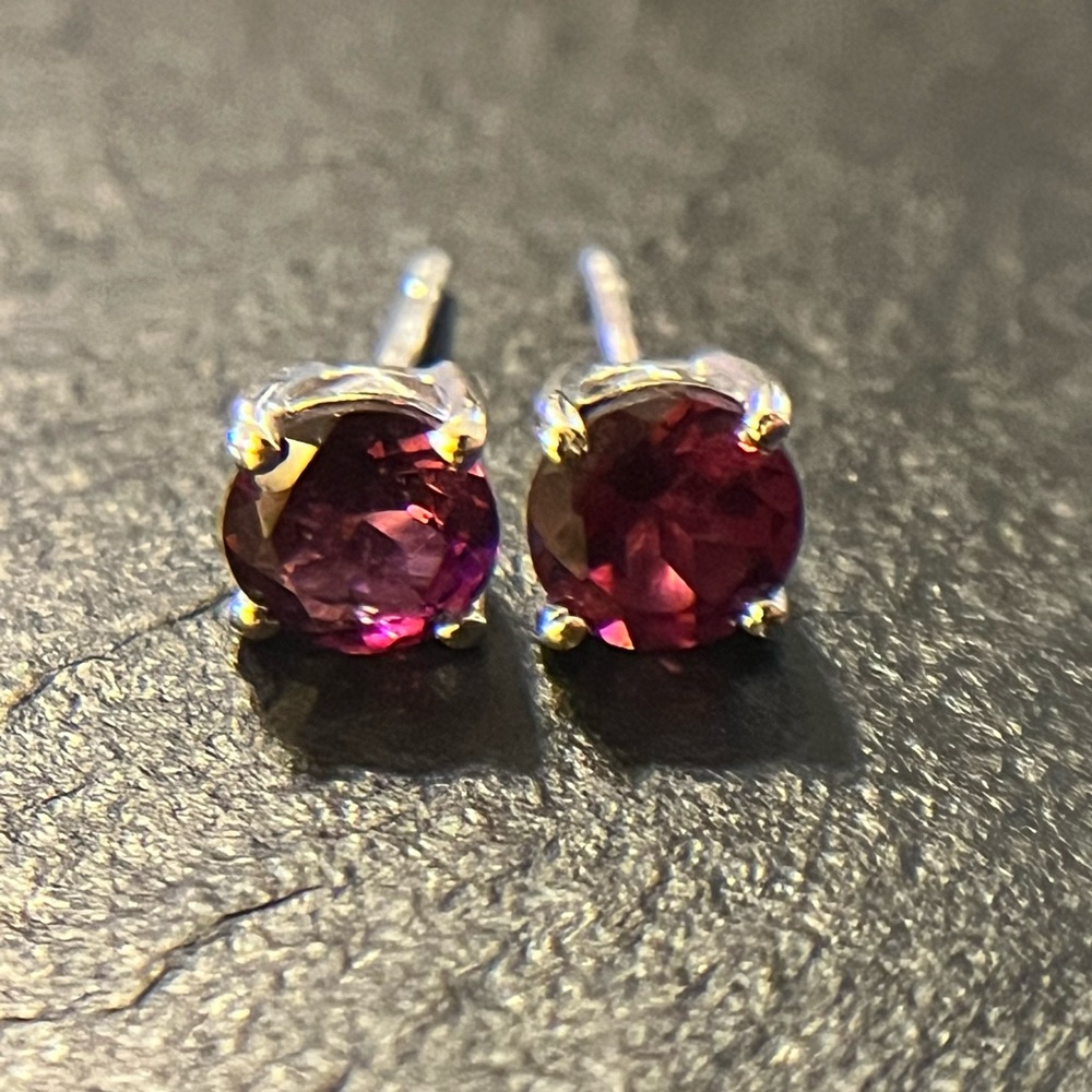 DJoy Fuchsia Rhinestone Studded 925 Sterling Silver Earrings